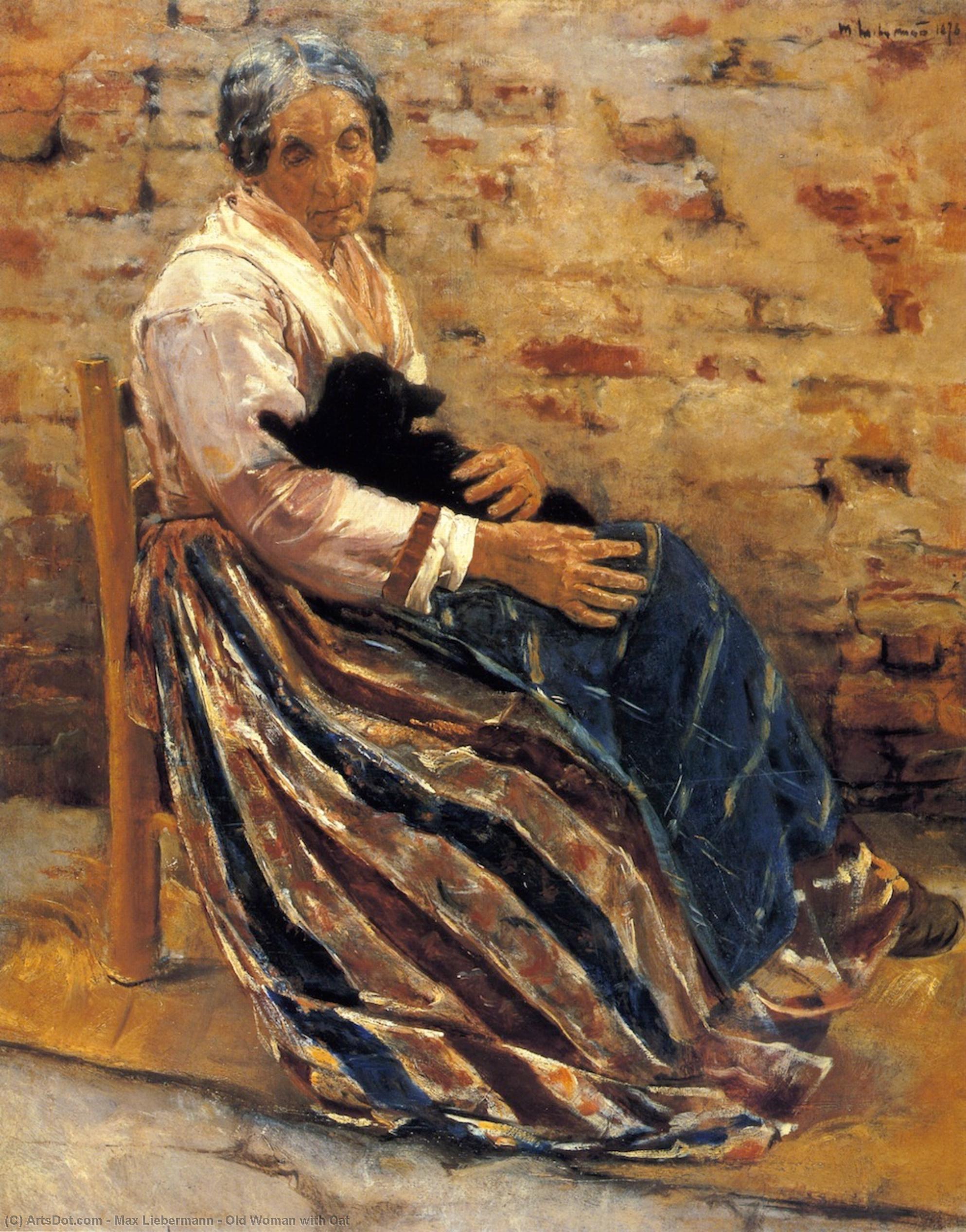 Gamle Kvinde Med Kat — Max Liebermann