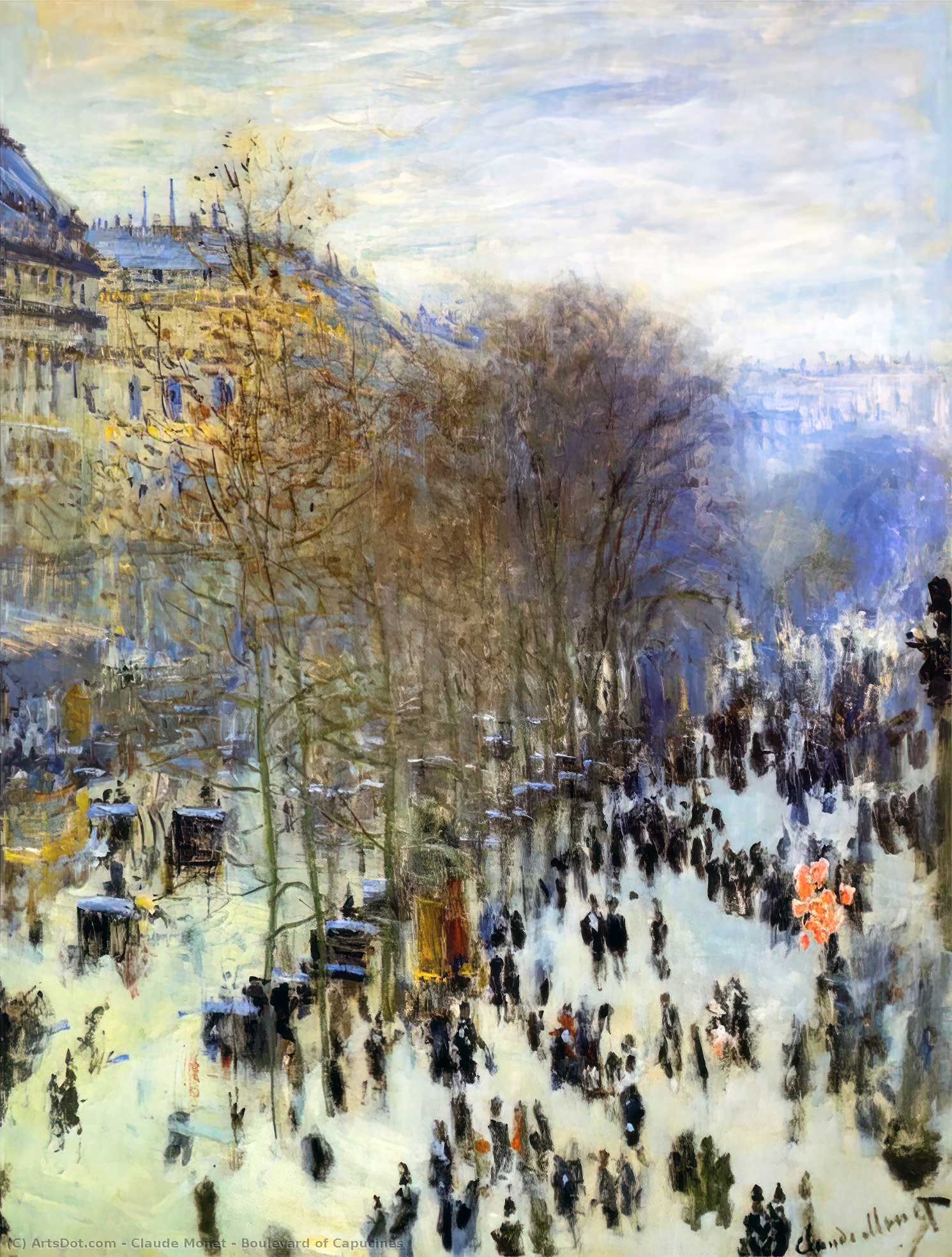 Experience Parisian Life In 1873 With Claude Monet's 'boulevard Of Capucines.' This Iconic Impressionist Painting Captures The Bustling Energy And Vibrant Atmosphere Of A City Street. Boulevard Of Capucines Artworks_database /en/art/claude-monet-boulev — კლოդ მონე