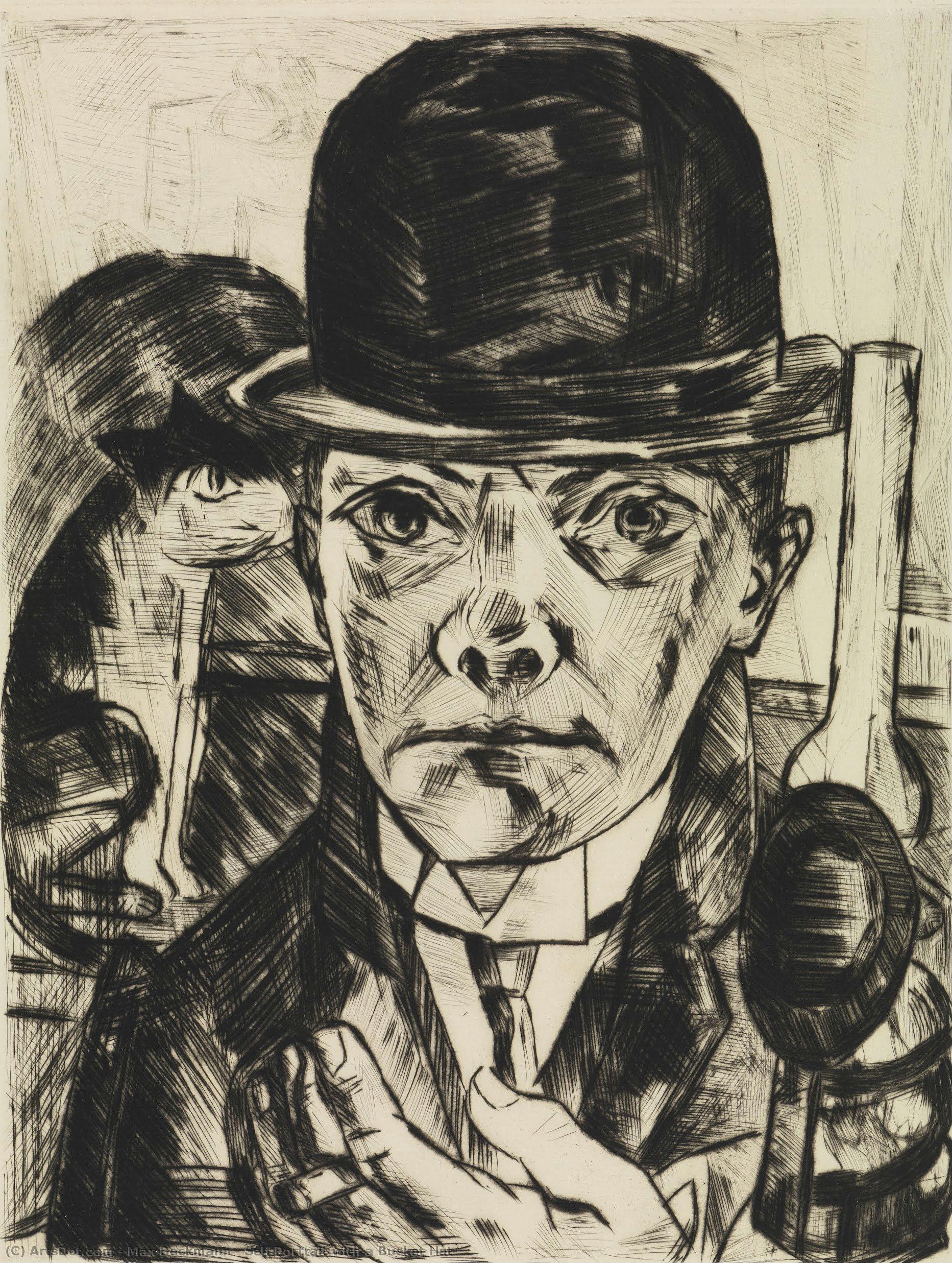 Self Portrait With A Bucket Hat — Max Beckmann