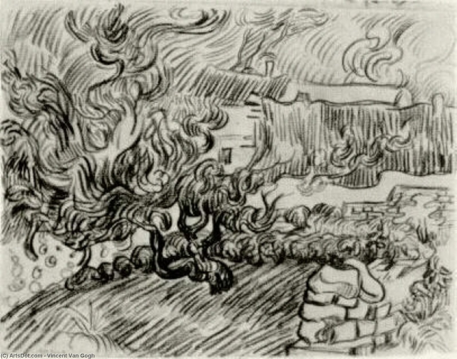 Houses Among Trees — Vincent Willem Van Gogh