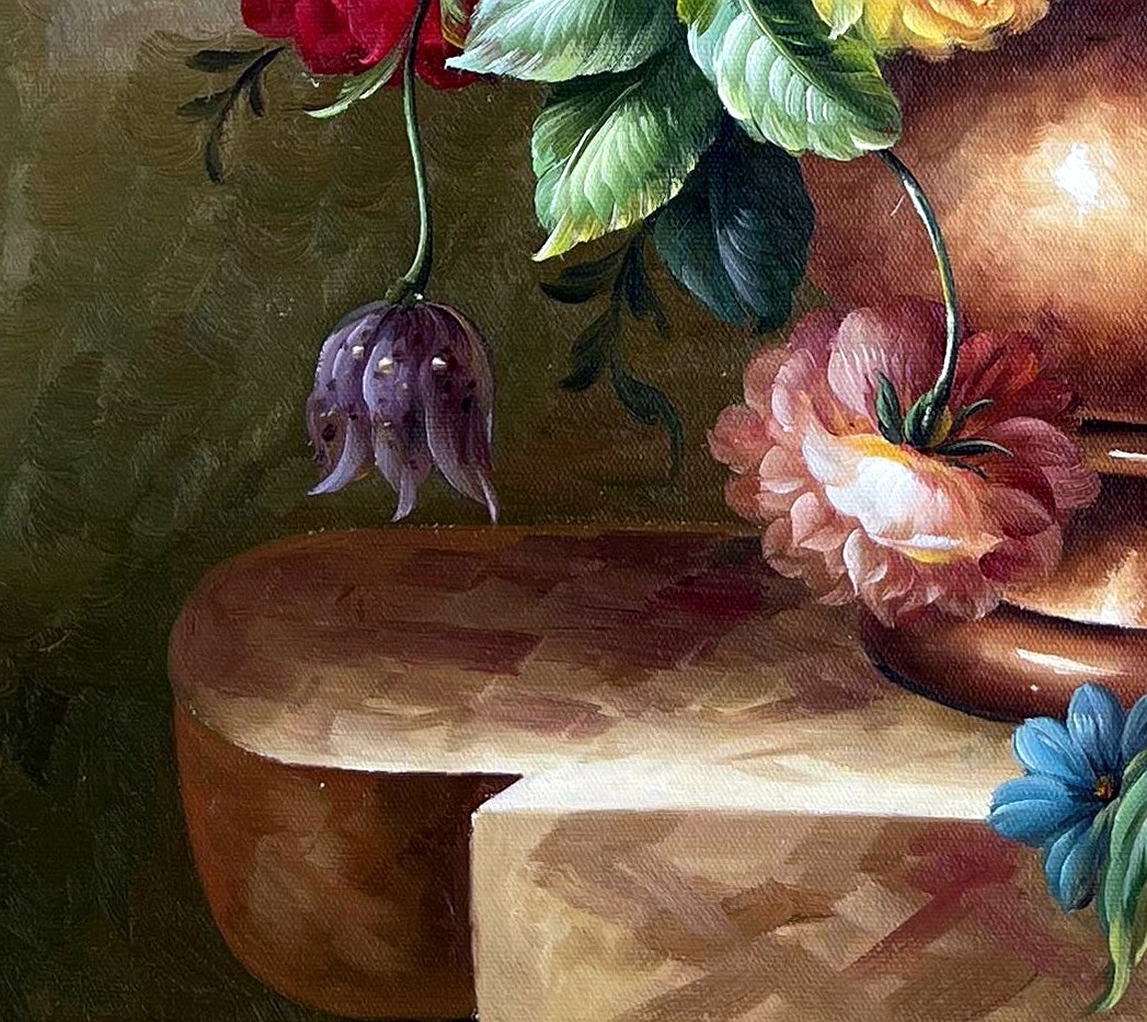Baroque Floral Still Life with Roses and Peonies - detail