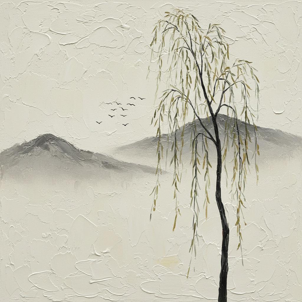 Sussurri Del Salice Piangente Tra La Silenziosa Nebbia Monocromatica Delle Montagne — Laurent Garnier