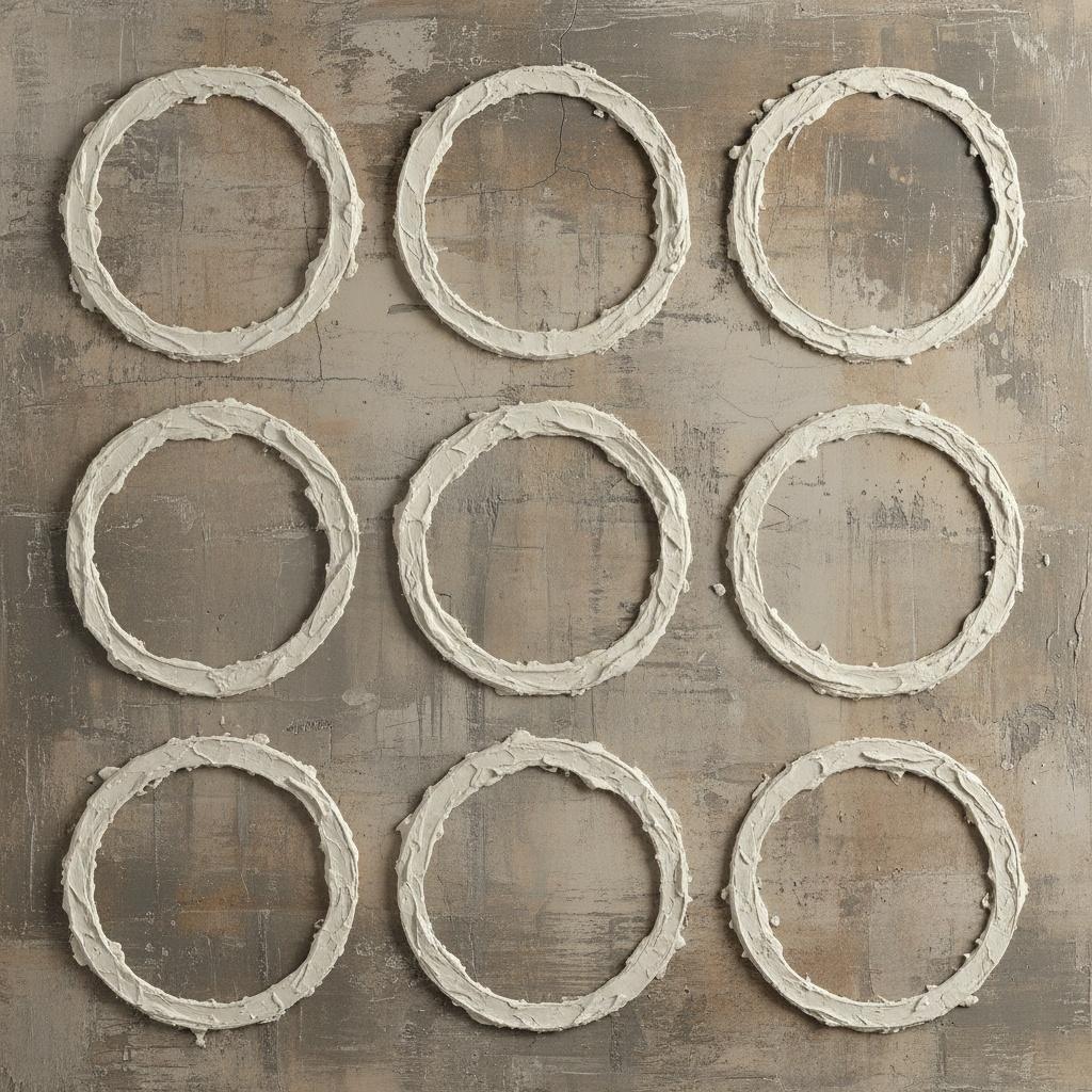 Fragmented Echoes Of Time: A Sculptural Study In Monochromatic Impasto Rings — David Moreau