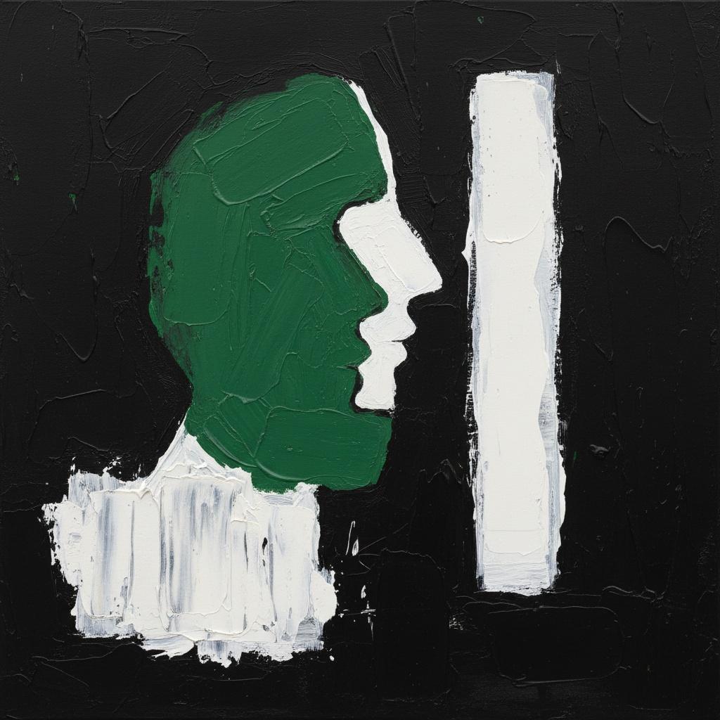 Silhouette Monolithique En Vert Forêt Et Impasto Blanc Sculpté, Un Chef-d'œuvre Unique — Laurent Fabre