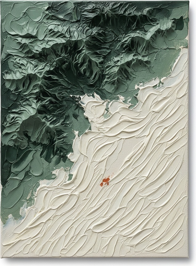 Monolithic Shadows And Ethereal Tides: A Singular Study In Sculptural Impasto Texture — David Moreau