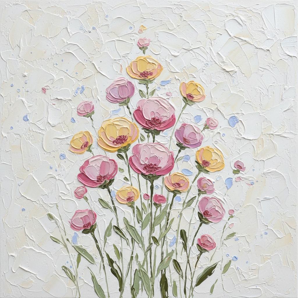 Ephemeral Bloom In Sculptural Impasto: A Meditative Study Of Luminous Petals And Sage — Christian Noiret