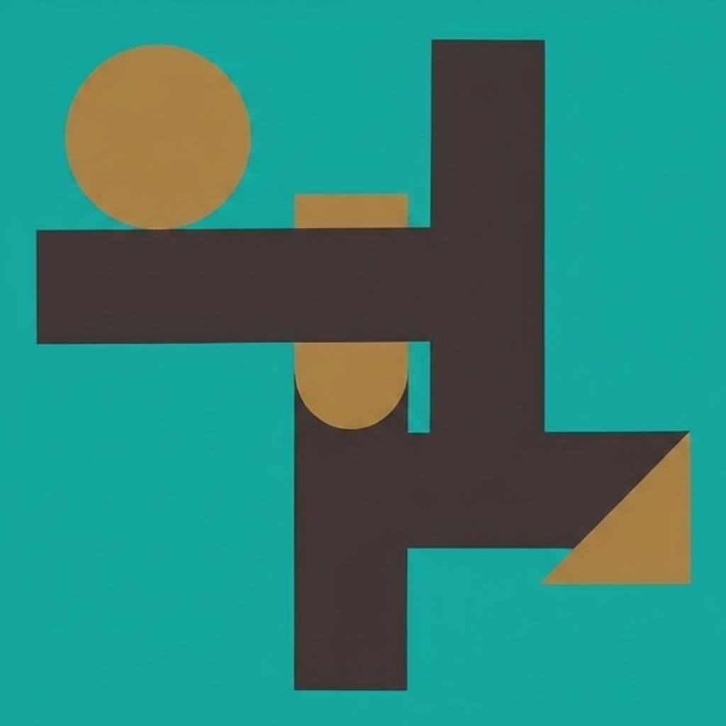 Monolithic Geometry In Teal And Ochre: A Singular Study Of Ordered Silence — Jean-paul Blanchet