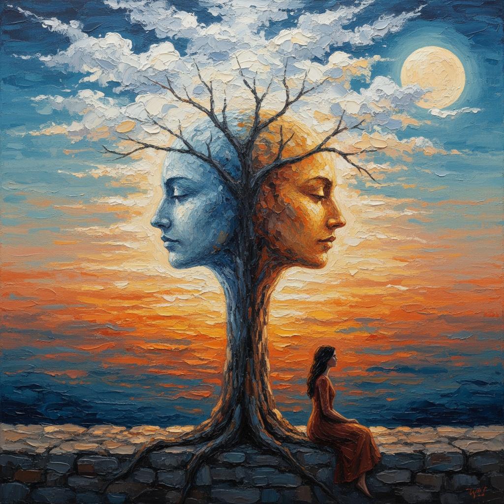 The Janus Sentinel: A Monumental Vision Of Celestial Twilight And Eternal Spirit — Laurent Baudry