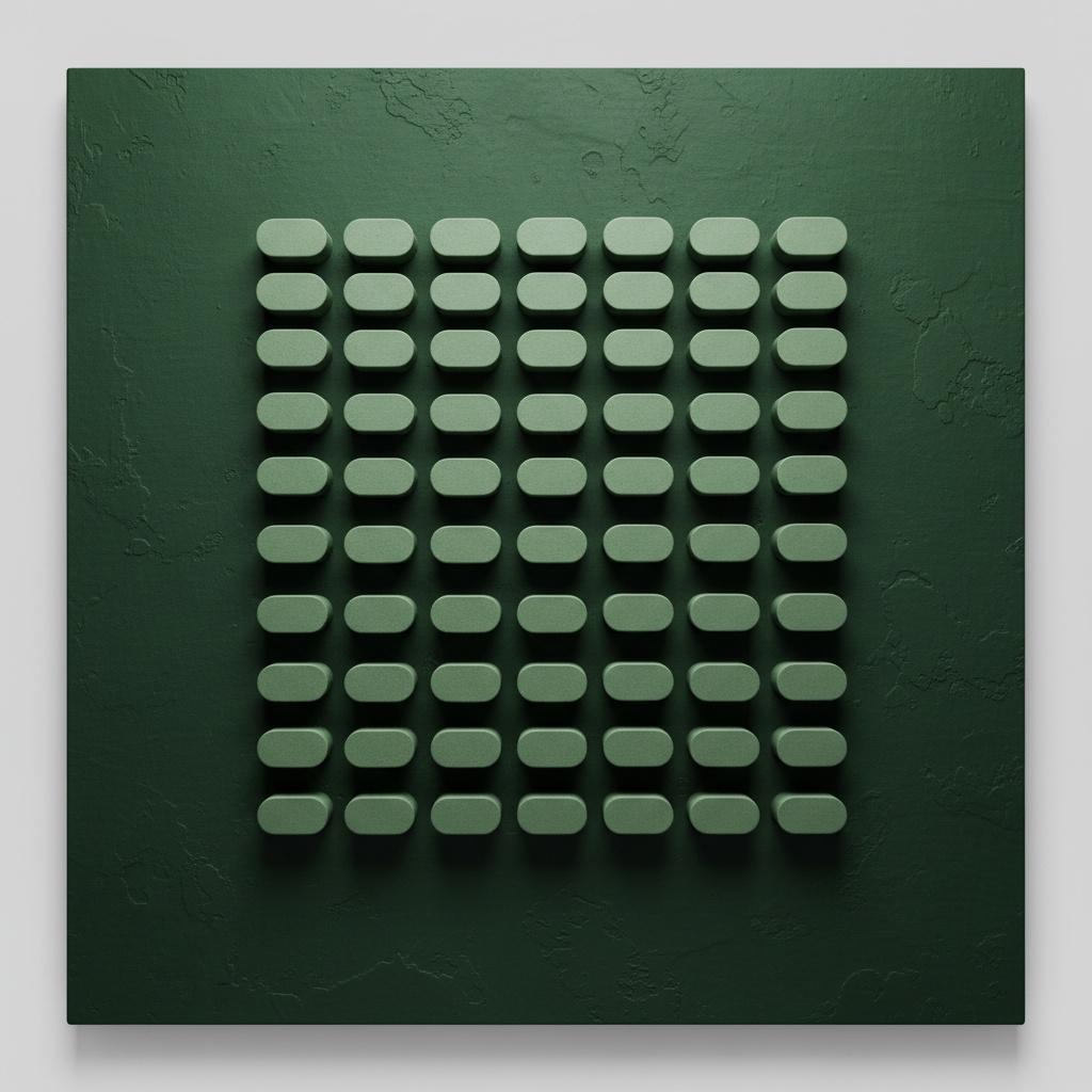 Monolithic Symmetry In Forest Green: A Meditative Study Of Structured Serenity — David Moreau