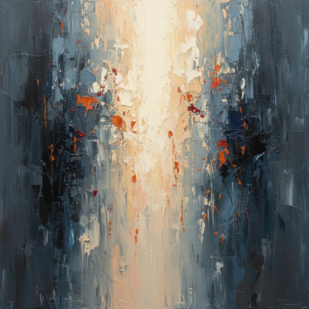 Luminous Fracture: A Monolithic Descent Of Light Through Midnight Impasto — Christian Noiret