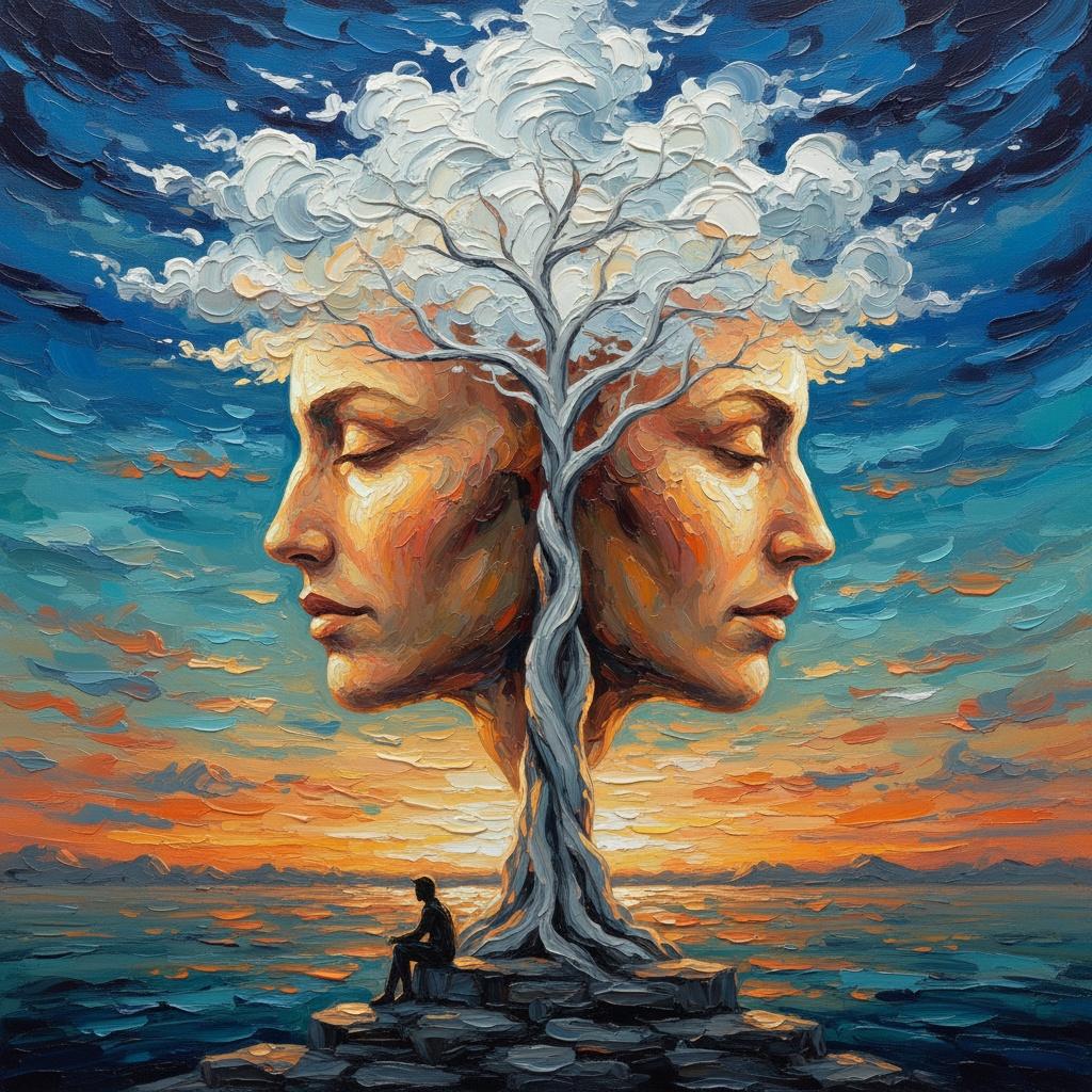 Eternal Bifurcation: A Monumental Vision Of Celestial Faces And Silent Solitude — Laurent Baudry