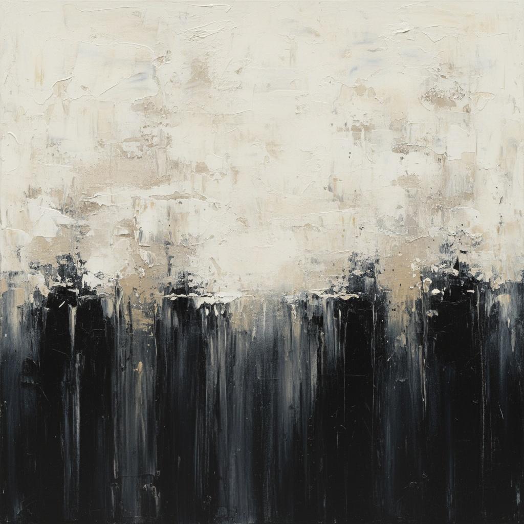 Monolithischer Horizont Aus Alabasterfarbenen Narben Und Herabsinkenden Obsidian-schatten — Christian Noiret