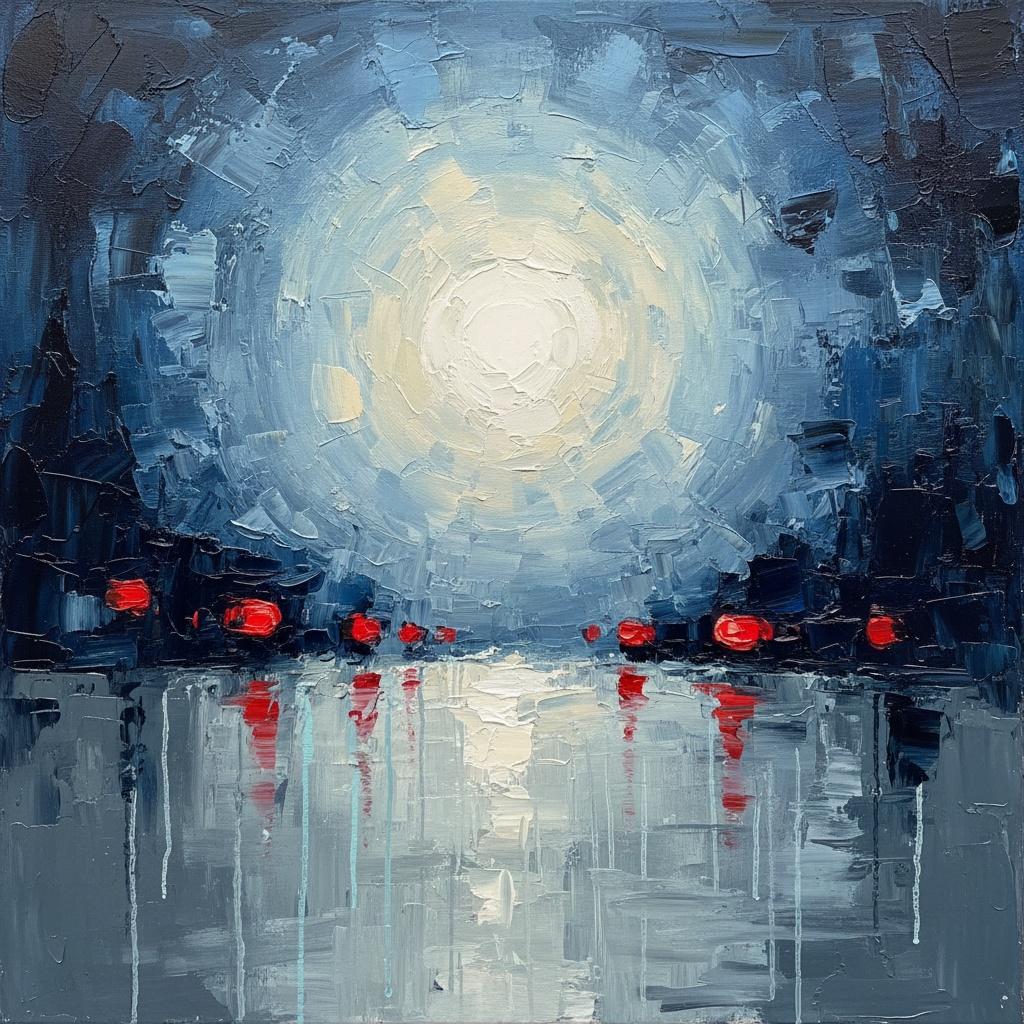 Celestial Radiance Over Midnight Silhouettes: A Monolithic Study In Crimson And Light — Christian Noiret