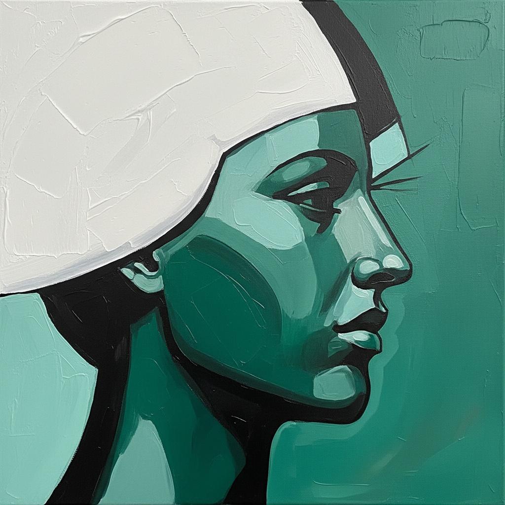 Emerald Profile Under White Veil: A Study In Cool Contours And Silent Majesty — Christian Noiret