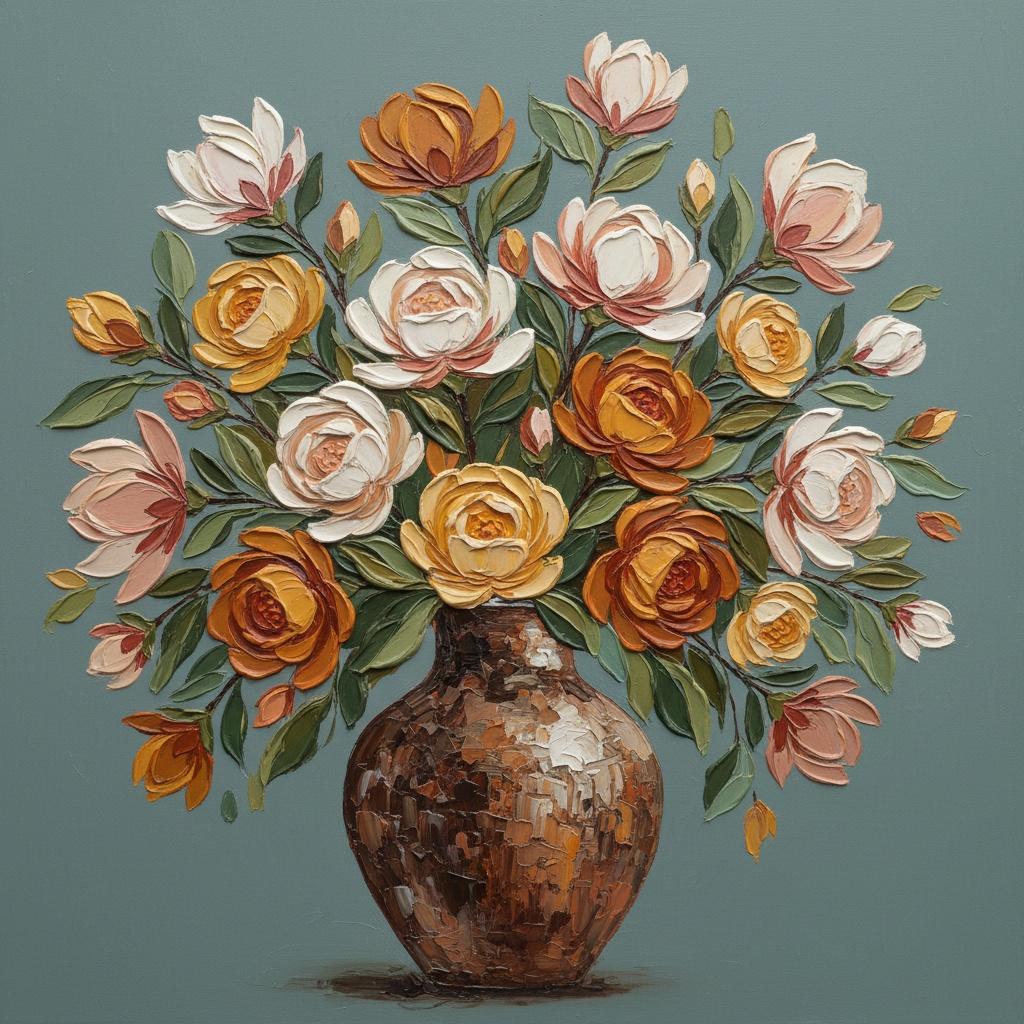 Ethereal Ochre Bloom: A Monumental Study In Textured Earth And Serene Petals — Christian Noiret