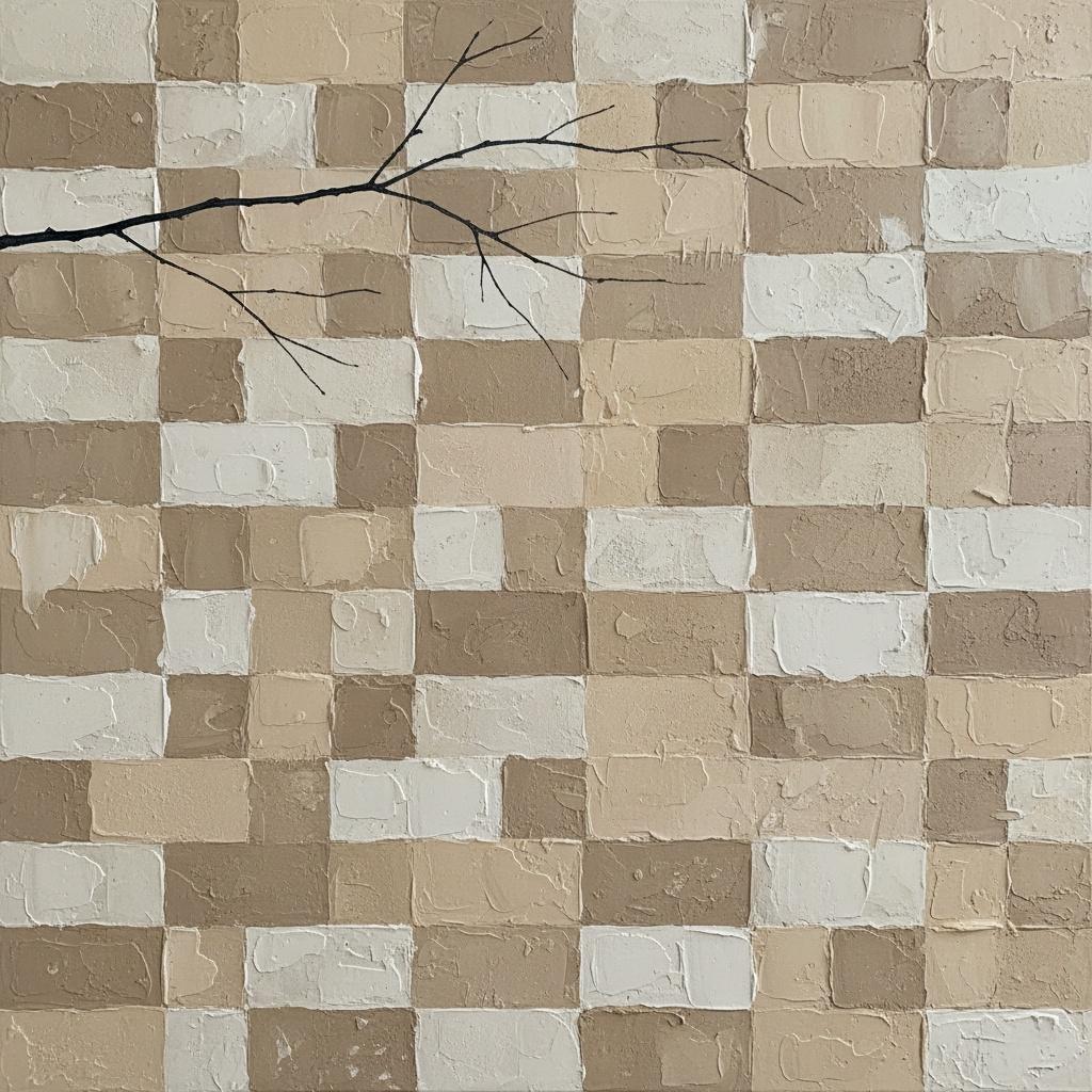 Monolithic Earth Tones: An Organic Silhouette Amidst Sculptural Geometric Abstraction — David Moreau