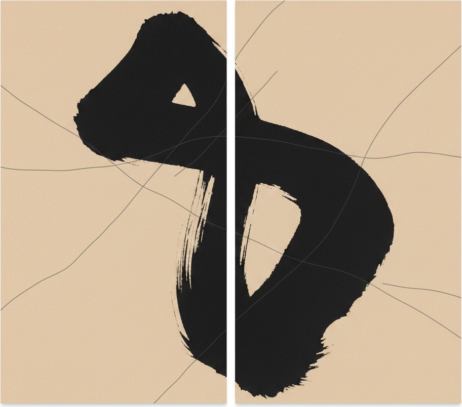 Monolithic Gesture In Charcoal And Sand: A Singular Meditative Diptych Masterpiece — Laurent Vionnet