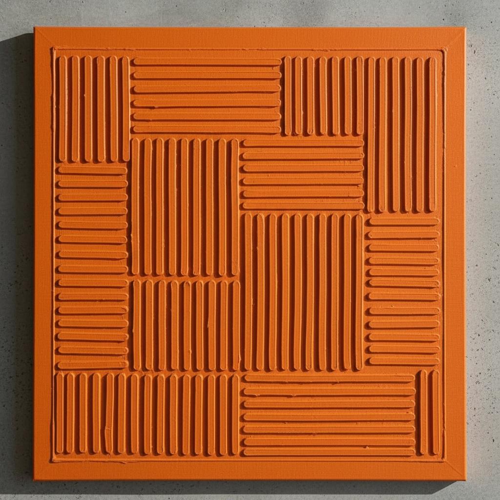 Monolitické Rytmy V Barvě Spálené Oranžové: Jedinečná Studie Taktilní Geometrické Harmonie — David Moreau