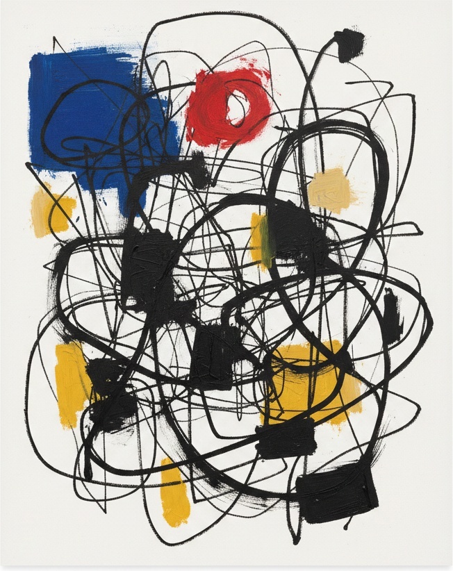 Entangled Primaries: A Singular Study Of Kinetic Chaos And Calligraphic Tension — Christian Noiret