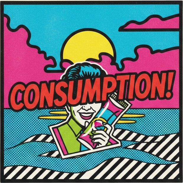 Fragmentierte Echos Des Konsums In Einem Lebendigen Pop-art-grafikmeisterwerk — Léa Bernard