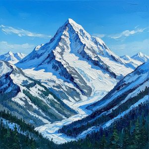 Tăcere Monolitică: O Studiere Monumentală Impasto A Vârfurilor Glaciare Eterne