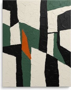 Fragmented Monolith: A Sculptural Study In Charcoal, Forest Green, And Burnt Orange — Laurent Fabre