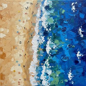 Fragmented Shoreline: A Monolithic Study In Ochre Sands And Deep Cerulean Tides