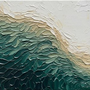 Maree Eteree Di Teal Profondo E Crema Scultoreo In Movimento Ritmico — David Moreau
