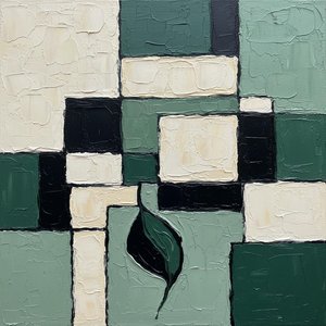 Monolithic Tessellation In Sage And Forest Green: A Singular Abstract Masterpiece — Laurent Fabre