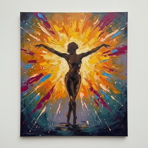 Celestial Radiance: An Eternal Silhouette Amidst A Spontaneous Explosion Of Golden Light — Christian Noiret