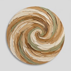 Ethereal Earth Spiral: A Monumental Study In Sculptural Ochre And Sage Impasto — David Moreau