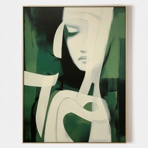 Ethereal Silhouettes In Forest Green And Ivory: A Singular Meditative Masterpiece — Laurent Fabre