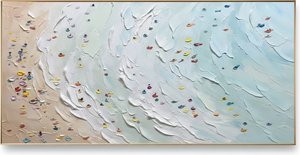 Marées Éthérées De Sable Céruléen : Une Étude Sculpturale Du Mouvement Impasto Serein