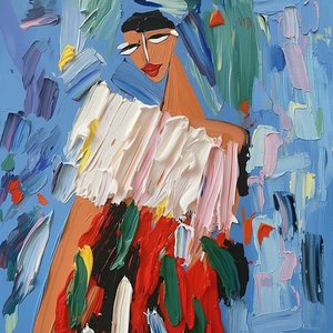 Échos Fragmentés D'une Âme Cramoisie En Impasto Céruléen Sculptural — Christian Noiret