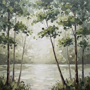 Ätherische Stille Im Nebel: Eine Singuläre Studie Leuchtender Grüner Schatten — David Moreau