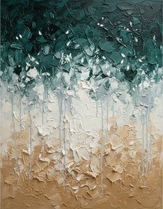 Estratos Etéreos De Ocre Y Sombras Verdantes En Relieve Escultórico De Impasto — David Moreau