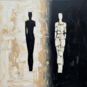 Dualistic Echoes Of Shadow And Light In A Monochromatic Fragmented Study — Laurent Fabre
