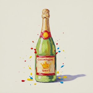 Ephemeral Effervescence: A Spontaneous Celebration of Gold and Primary Splatters