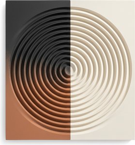 Ethereal Resonance In Terracotta And Charcoal: A Monumental Sculptural Radial Study — David Moreau, Plaster & Texture Art