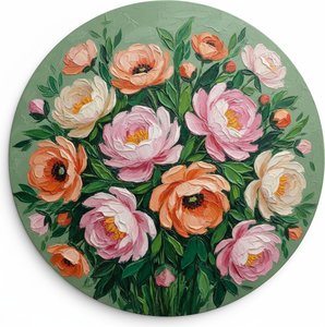 A Singular Symphony of Sculpted Peonies in a Verdant Tondo Garden