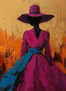 Die Verschleierte Silhouette In Magenta Und Ocker: Ein Monumentales Expressionistisches Meisterwerk — Christian Noiret