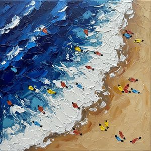 Crêtes Turbulentes Et Rivages Ocre : Une Étude Monumentale Du Mouvement En Impasto — Christian Noiret