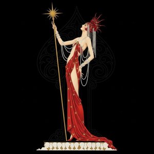 Karmesinrote Seide Und Goldener Stern Auf Einer Perlenkaskade — Valentin Laurent De Courcey