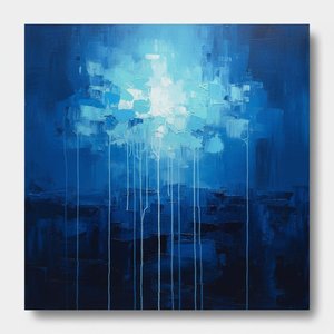 Radiant Celestial Light Descending Into The Weight Of Midnight Blue Shadows — Christian Noiret