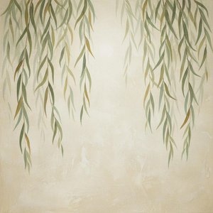 Ätherischer Weidenabstieg In Salbei Und Ocker, Ein Einzigartiges Meditatives Meisterwerk