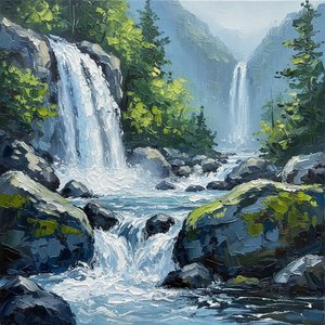 Eternal Cascades Of Slate And Emerald In A Monumental Forest Canyon — Christian Noiret