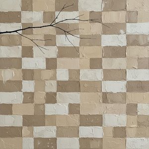 Monolithic Earth Tones: An Organic Silhouette Amidst Sculptural Geometric Abstraction — David Moreau