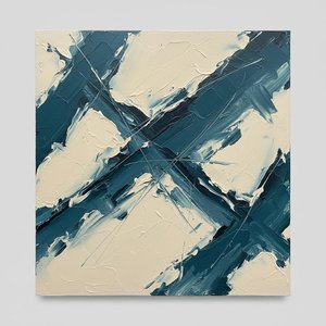 Fragmented Echoes In Deep Teal: A Monumental Study Of Spontaneous Motion — Laurent Fabre