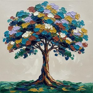 Ethereal Radial Growth: A Monolithic Study In Textured Teal And Ochre Impasto — Christian Noiret