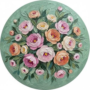 Eternal Bloom In Tondo: A Meditative Study Of Sculptural Pastel Florals — Christian Noiret